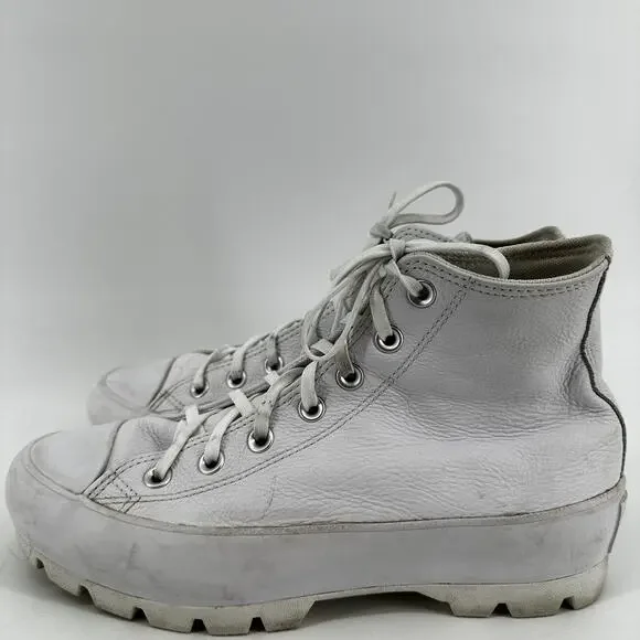 Converse Chuck Taylor All Star Sneakers Leather Lugged Sole High Top White 8